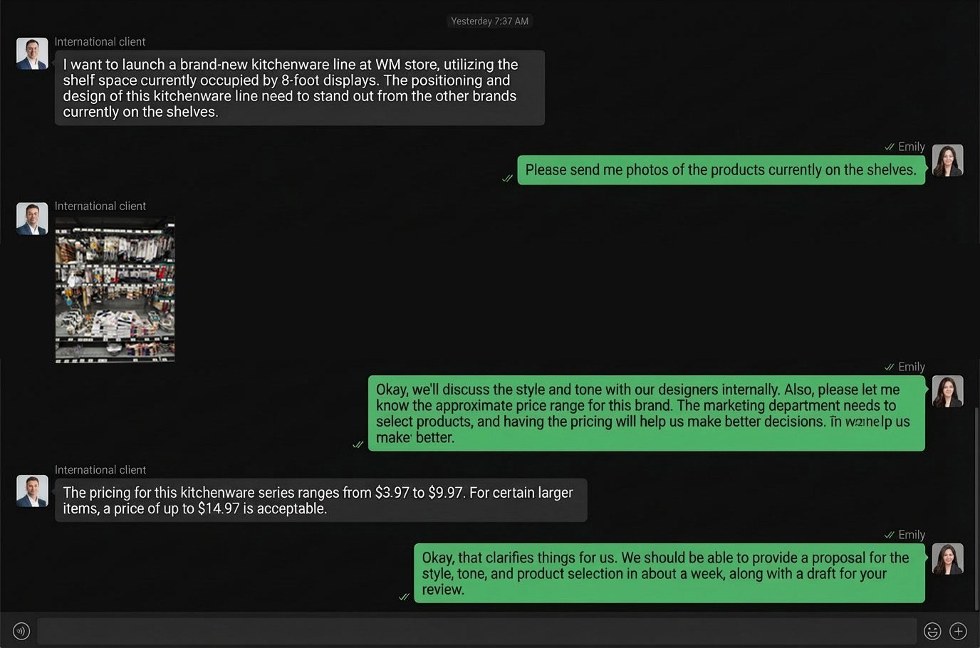 Design communication between client and Maisons team